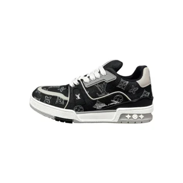 LV Trainer Sneaker with Monogram-embroidered Denim in Black - Best Wonder Closet