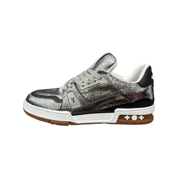 LV Distressed Trainer Sneaker in Silver - Best Wonder Closet