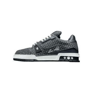 LV Trainer Sneaker with Nanogram Denim in Black - Best Wonder Closet